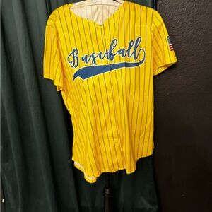 Yellow Striped Baseball Jersey